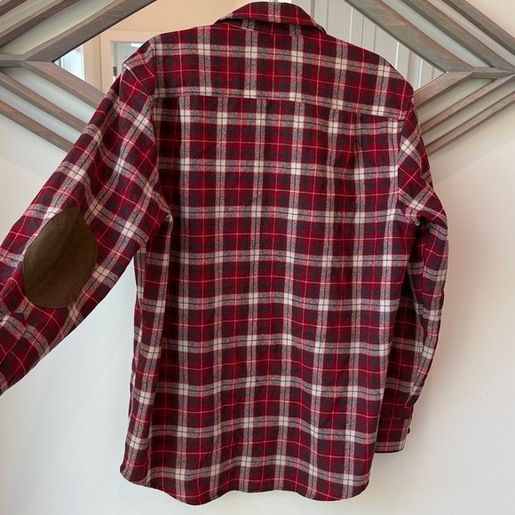 Pendleton Wool Trail Plaid Shirt Men's medium Flannel Button Up Elbow Patches - Picture 4 of 10